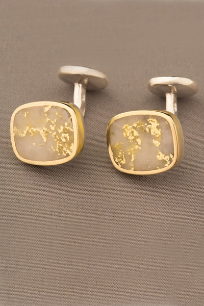16 to 1 Gold in Quartz Cufflinks