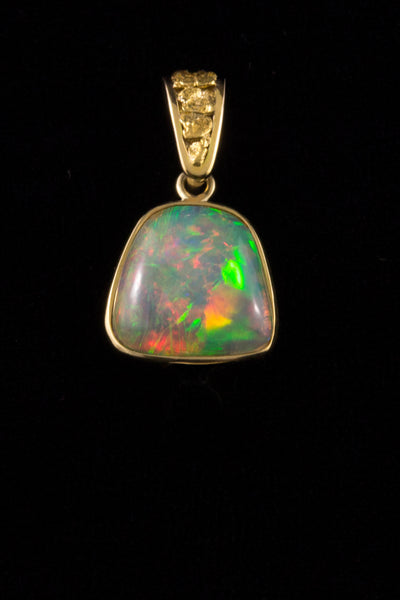 Opal and Natural Gold Nugget Pendant