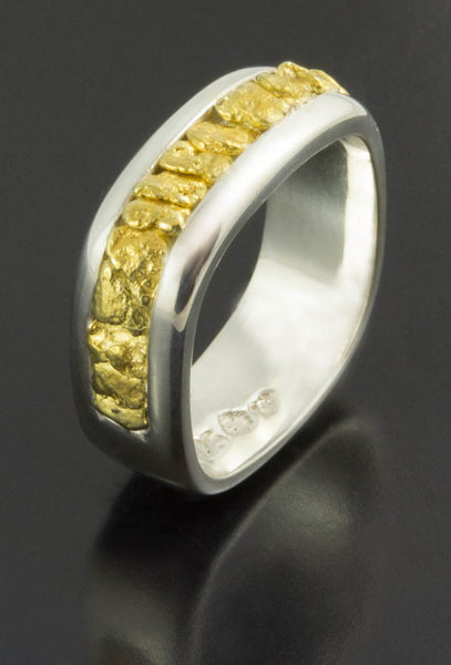 Gents Natural Gold Nugget and Sterling Silver