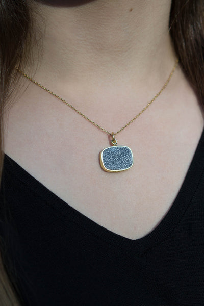 Stingray Coral and Dinosaur Bone Pendant (double-sided)