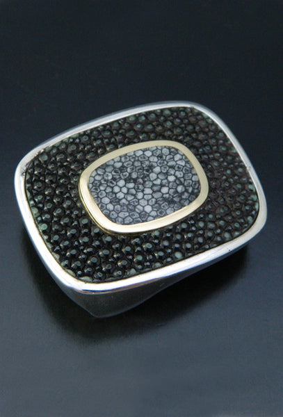 Stingray Coral & Leather Belt Buckle