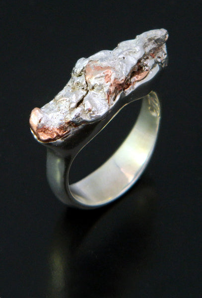 Copper and Silver Nugget Ring