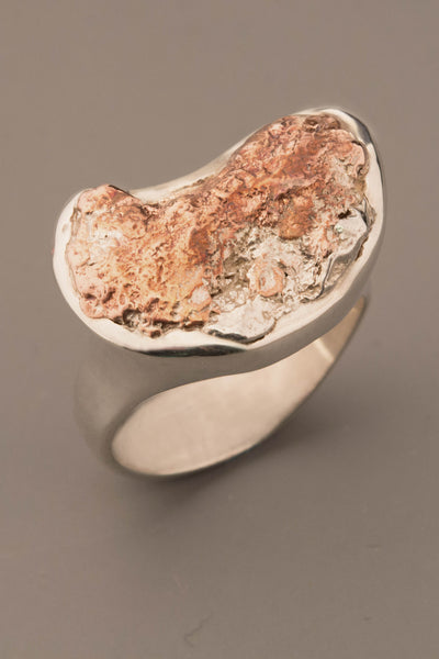 Copper and Silver Nugget Ring
