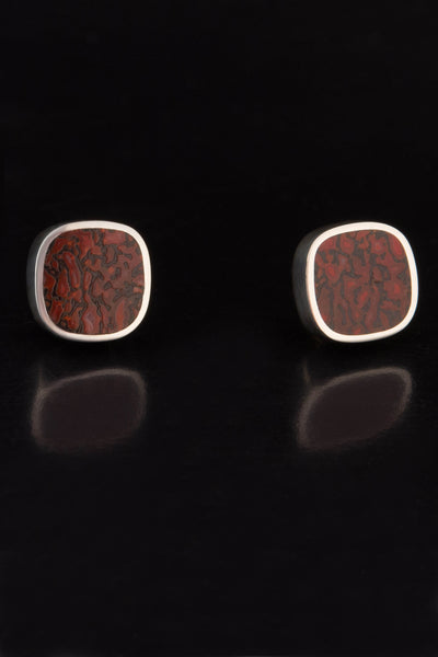 Dinosaur Bone and Sterling Silver Stud Earrings