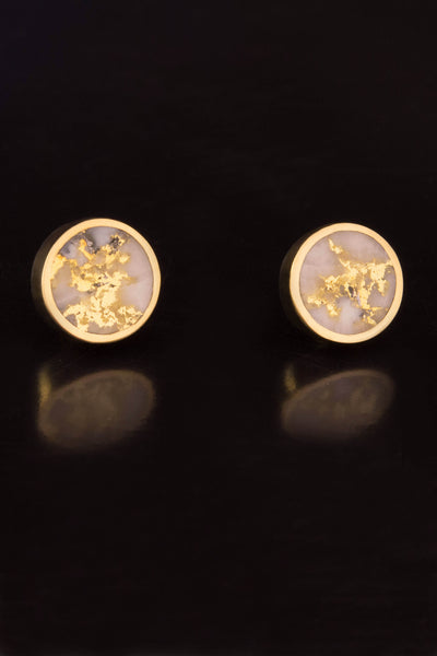 Gold in Quartz and 18kt Gold/Sterling Silver Stud Earrings