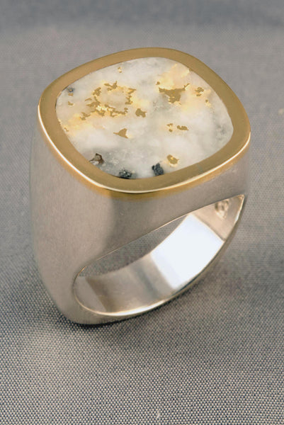 Large Gold in Quartz Ring
