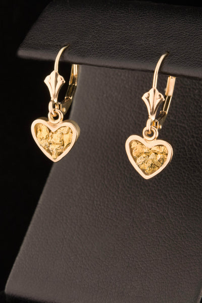 Natural Gold Nugget Heart Earrings