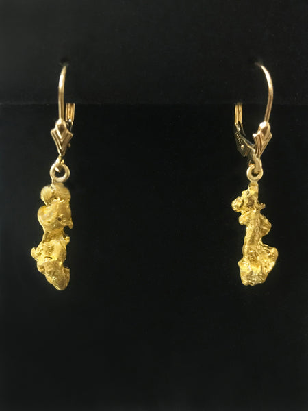 Natural Gold Nugget Drop Earrings