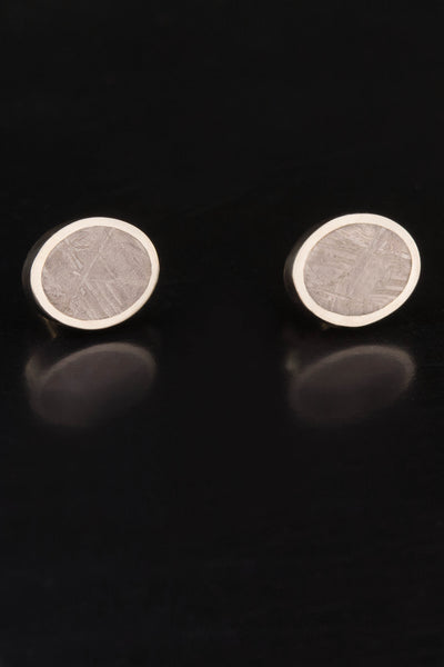 Gibeon Meteorite and White Gold Earrings