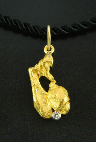 Gold Nugget and Diamond Pendant