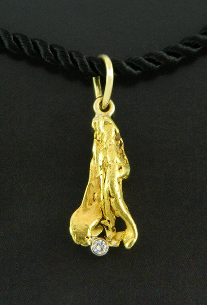 Gold Nugget and Diamond Pendant