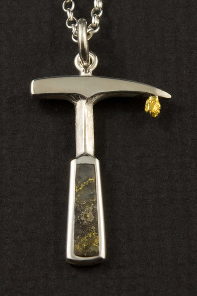 Gold in Quartz Rockhammer Pendant