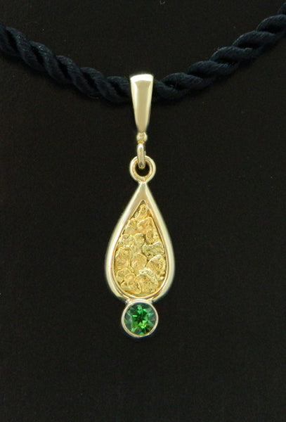 Tsavorite Garnet and Gold Nugget Pendant
