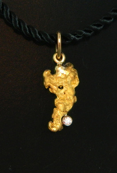 Gold Nugget and Diamond Pendant