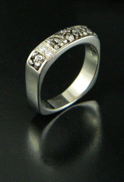 Rare Platinum Nugget and Diamond Wedding Band