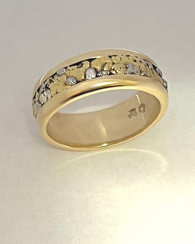 Natural Platinum and Gold Nugget Wedding Band