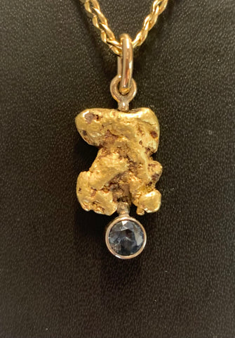 Montana Sapphire and Gold Nugget Pendant