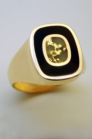 Black Jade and Gold in Quartz Ring
