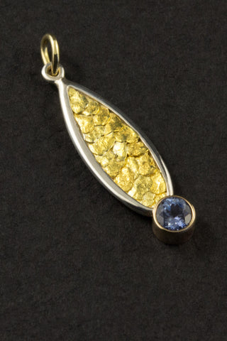 Montana Sapphire and Natural Gold Nugget Pendant