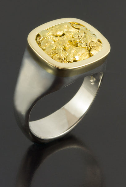 Natural Gold Nugget Signet Style Ring