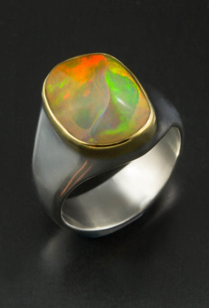 Ethiopian Opal Ring in Gold and Silver
