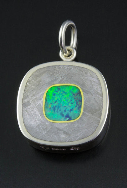 Sterling Silver Opal & Meteorite Pendant