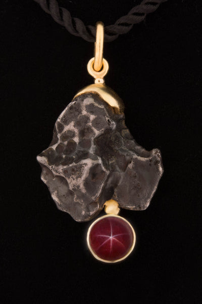 Star Ruby and Sikhote-Alin Meteorite Pendant