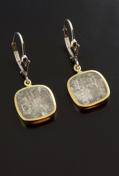 Taza Meteorite Earrings in 18kt Gold and Sterling Silver