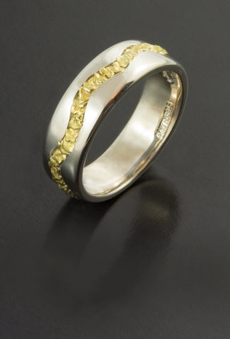 Ladies Sterling Silver Ring with Natural Gold Nuggets
