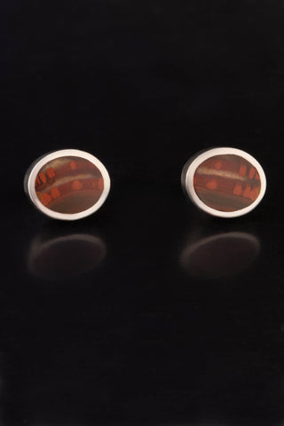Agate and Sterling Silver Stud Earrings
