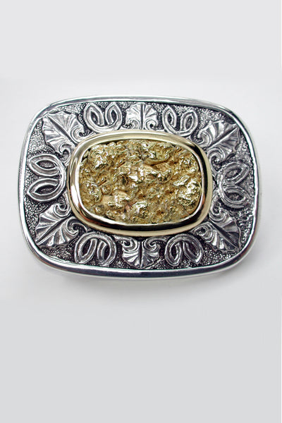 Celtic Inspired Natural Gold Nugget Inlay Buckle