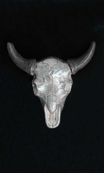 Sterling Silver Buffalo Skull Lapel Pin