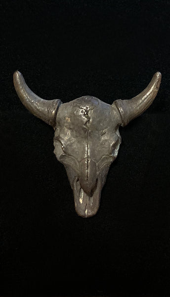 Black Sterling Silver Buffalo Skull Lapel Pin