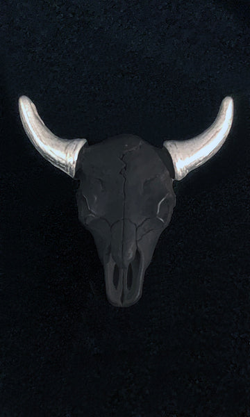 Sterling Silver Buffalo Skull Lapel Pin