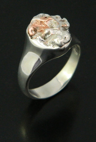 Copper Silver Nugget Ring