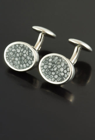 The Original Stingray Fossil Coral in Sterling Silver Cufflinks