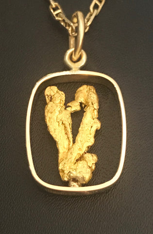 Crystalline Gold Rectangle Pendant