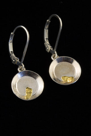 Natural Gold Nugget Gold Pan Earrings