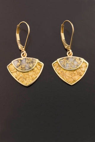 Gold in Quartz and Gold Nugget Drop Earrings