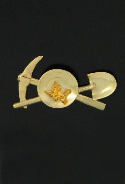 Gold Pan, Pick and Shovel with Crystalline Gold