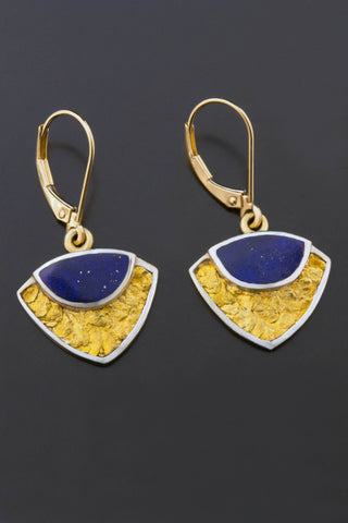 Lapis and Gold Nugget Drop Earrings