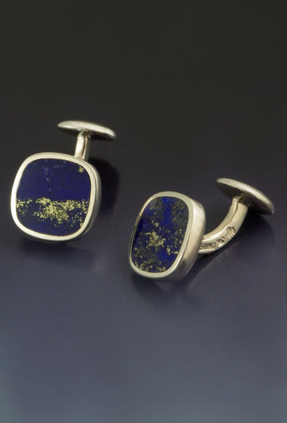 Lapis Cufflinks in Solid Sterling Silver