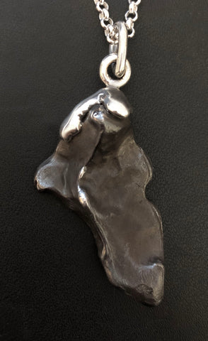 Large Sikhote-Alin Meteorite Pendant in Sterling Silver