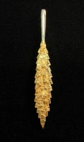 Leaf Pendant with Natural Gold Nugget Inlay
