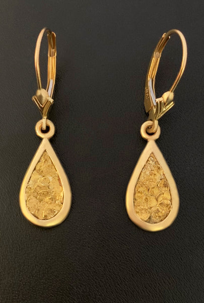 Natural Gold Nugget Teardrop Earrings