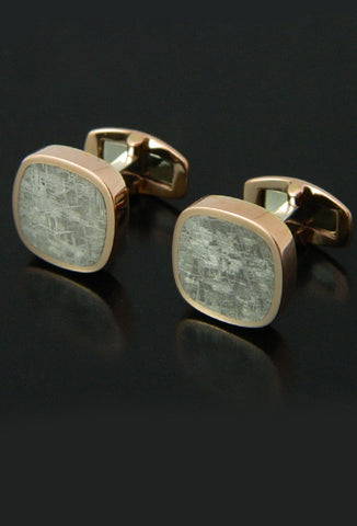 Taza Meteorite Cufflinks in Rose Gold