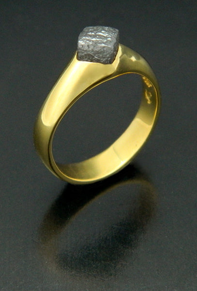 Placer Gold Ring set with Diamond Crystal