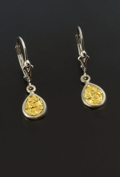 White Gold and Natural Nugget Earrings
