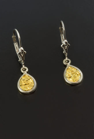 White Gold and Natural Nugget Earrings