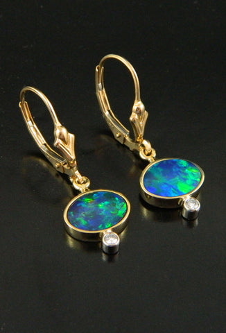 Opal Earrings with Diamonds